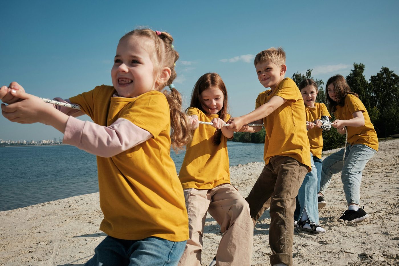 Children playing a game outdoors